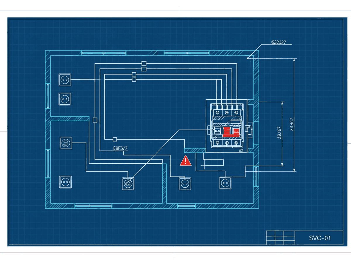 Blueprint drawing: electrical design and contracting layout