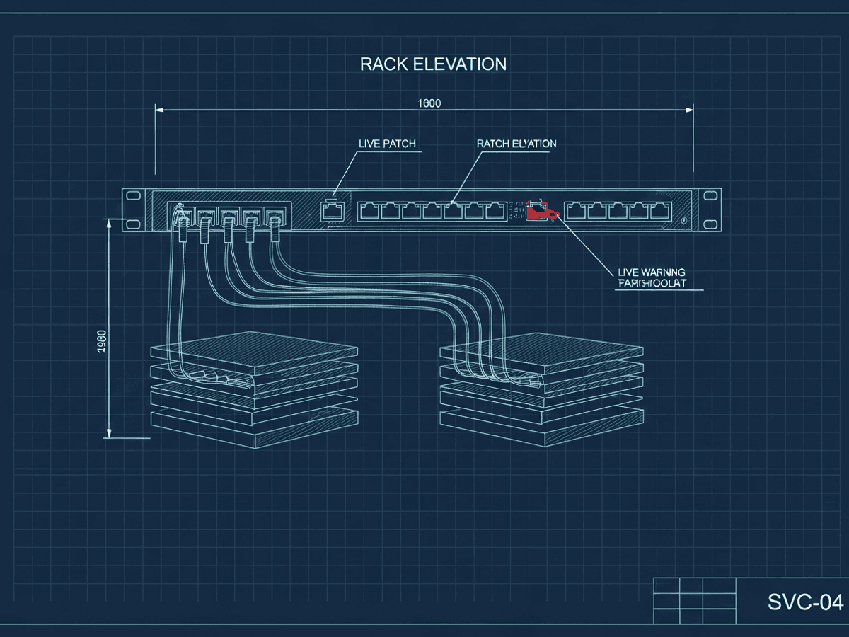 Blueprint drawing: structured cabling and network layout