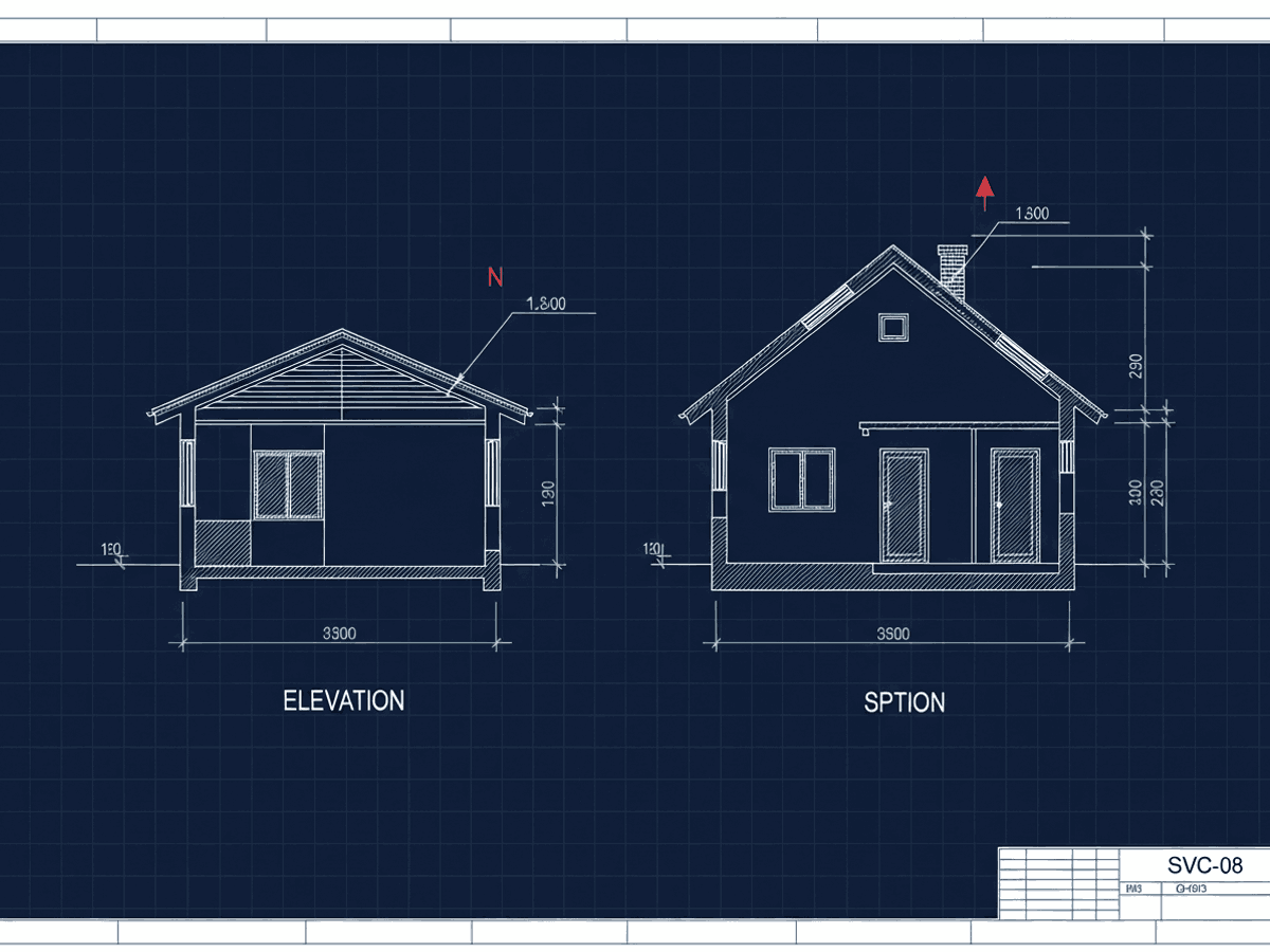 Blueprint drawing: architectural plan layout